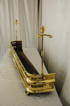 English 19th Century Brass Pierced Footed Fender with Removable Tool Holders