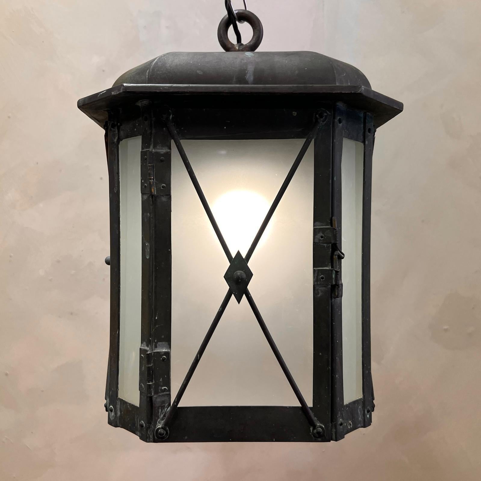 Hand-Crafted English 19th Century Bronze Lantern For Sale