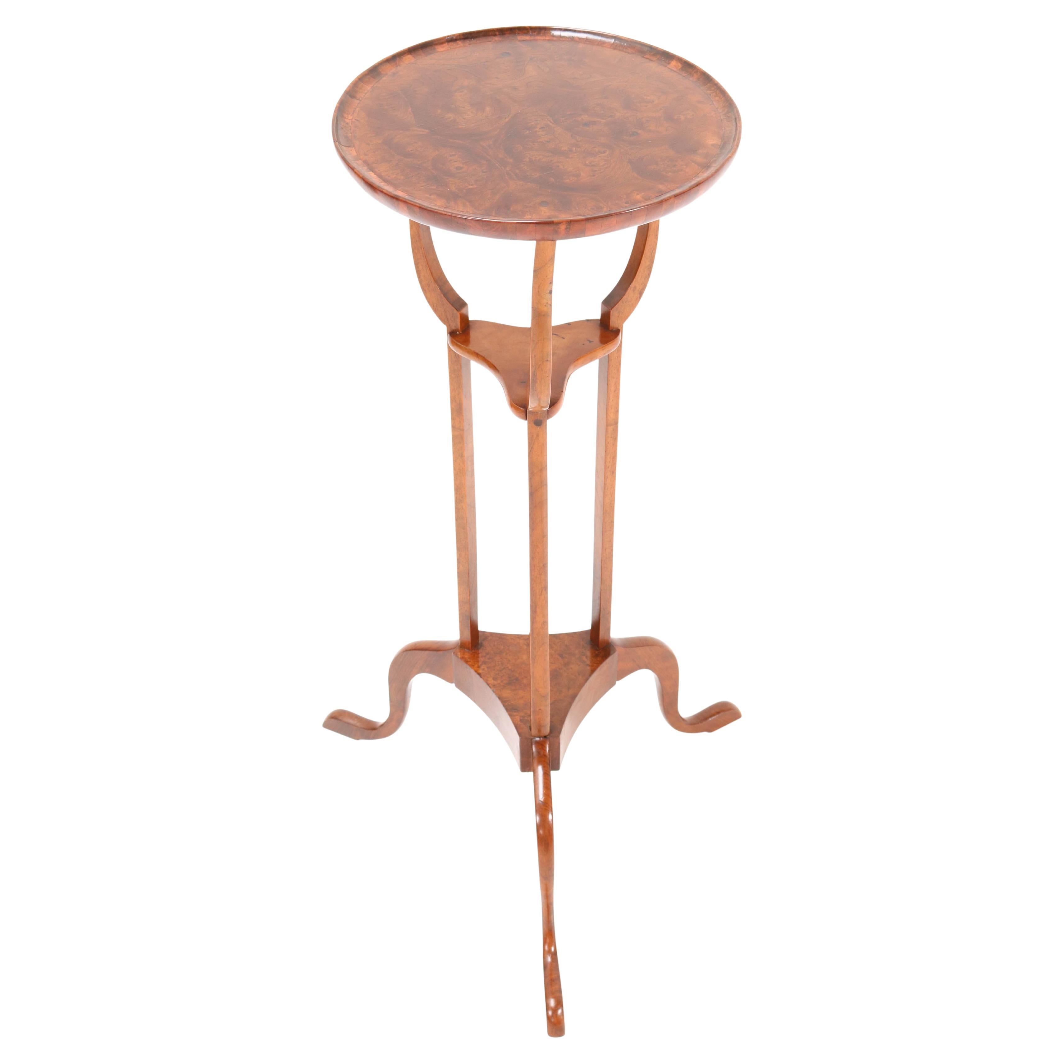 English 19th Century Burl and Walnut Tripod Occasional Table For Sale