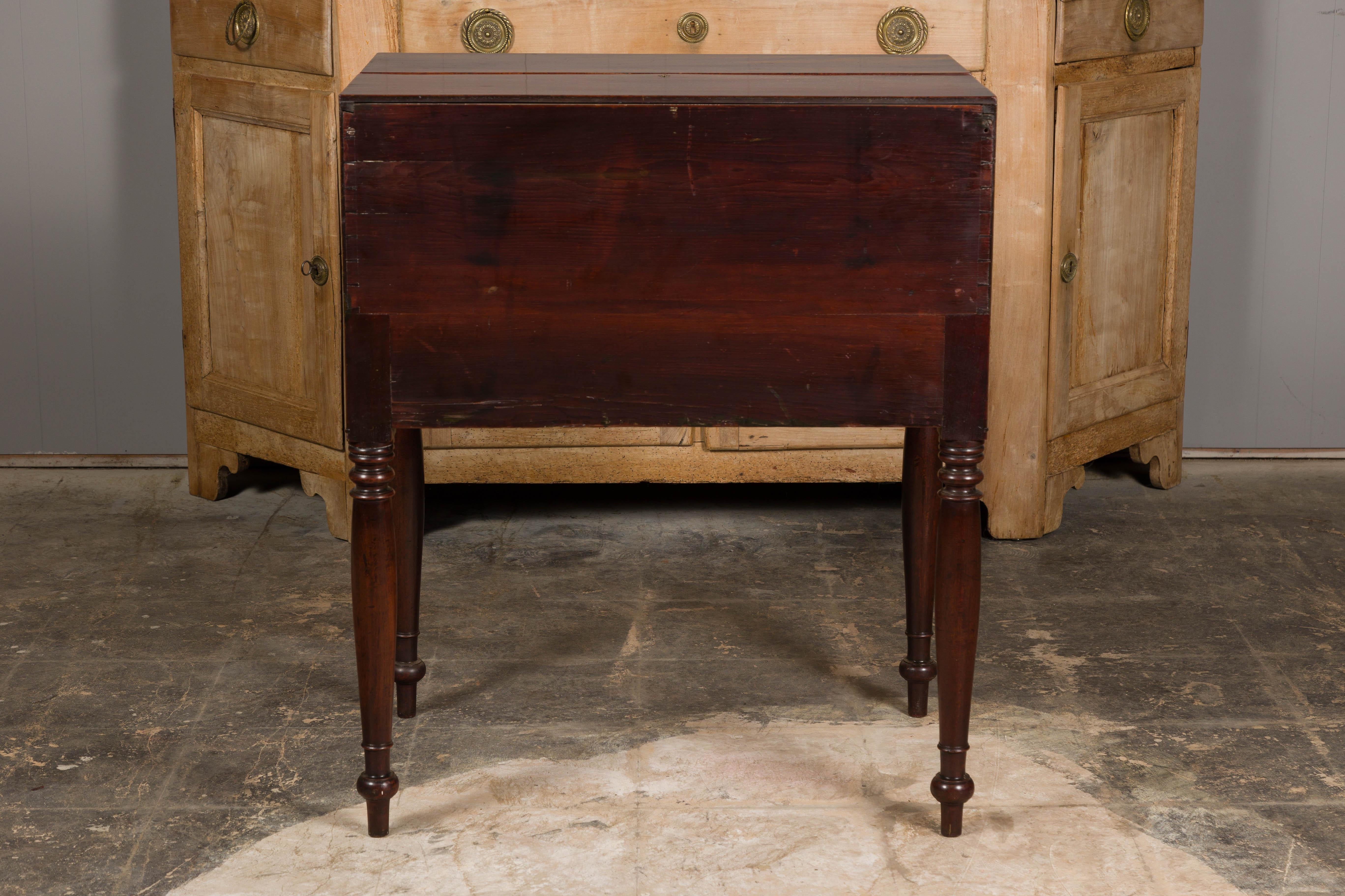 English 19th Century Campaign Mahogany Box with Unfolding Desk and Drawers For Sale 10