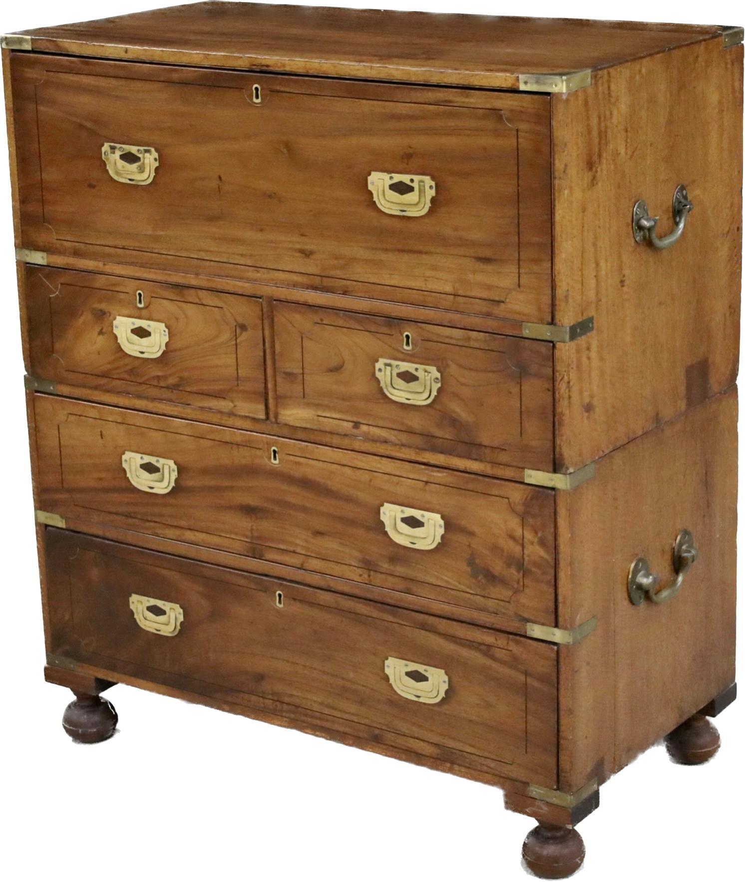English 19th Century Camphor Wood Campaign Chest In Good Condition In Bradenton, FL