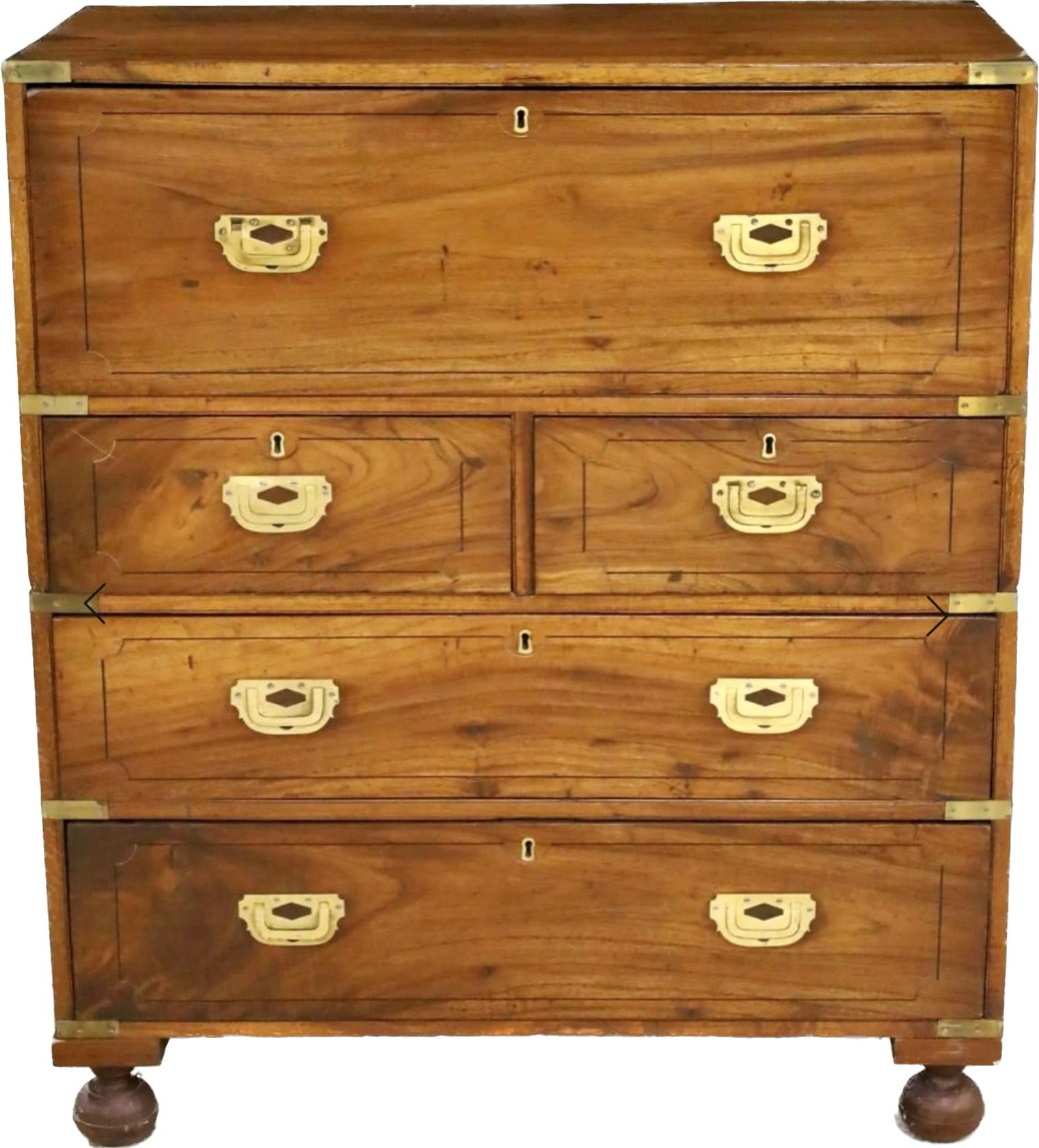 English 19th Century Camphor Wood Campaign Chest 5