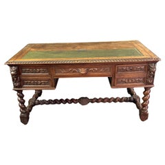 English 19th century carved oak desk