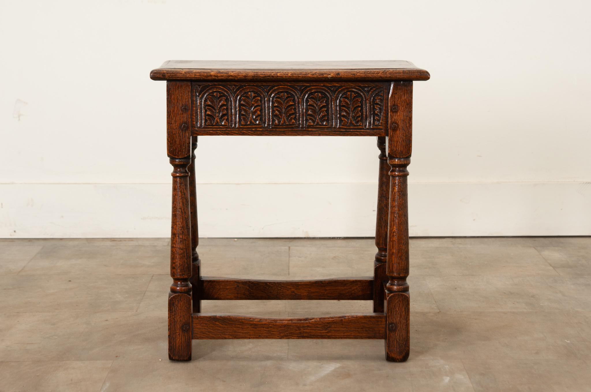 Other English 19th Century Carved Oak Joint Stool For Sale