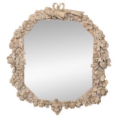 English 19th Century Carved Wood Mirror in the Manner of Grinling Gibbons