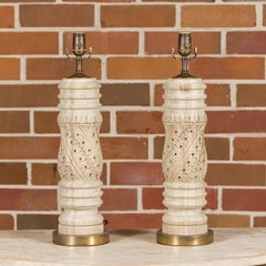 English 19th Century Carved Wooden Fragments Made into US-Wired Table Lamps