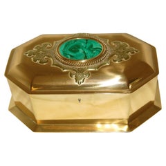 English 19th Century Casket with Malachite Cabochon by Howell James & Co. London