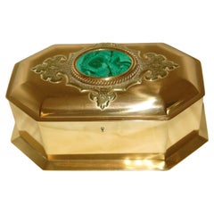 Coffret anglais du 19ème siècle avec cabochon en malachite de Howell James & Co. Londres