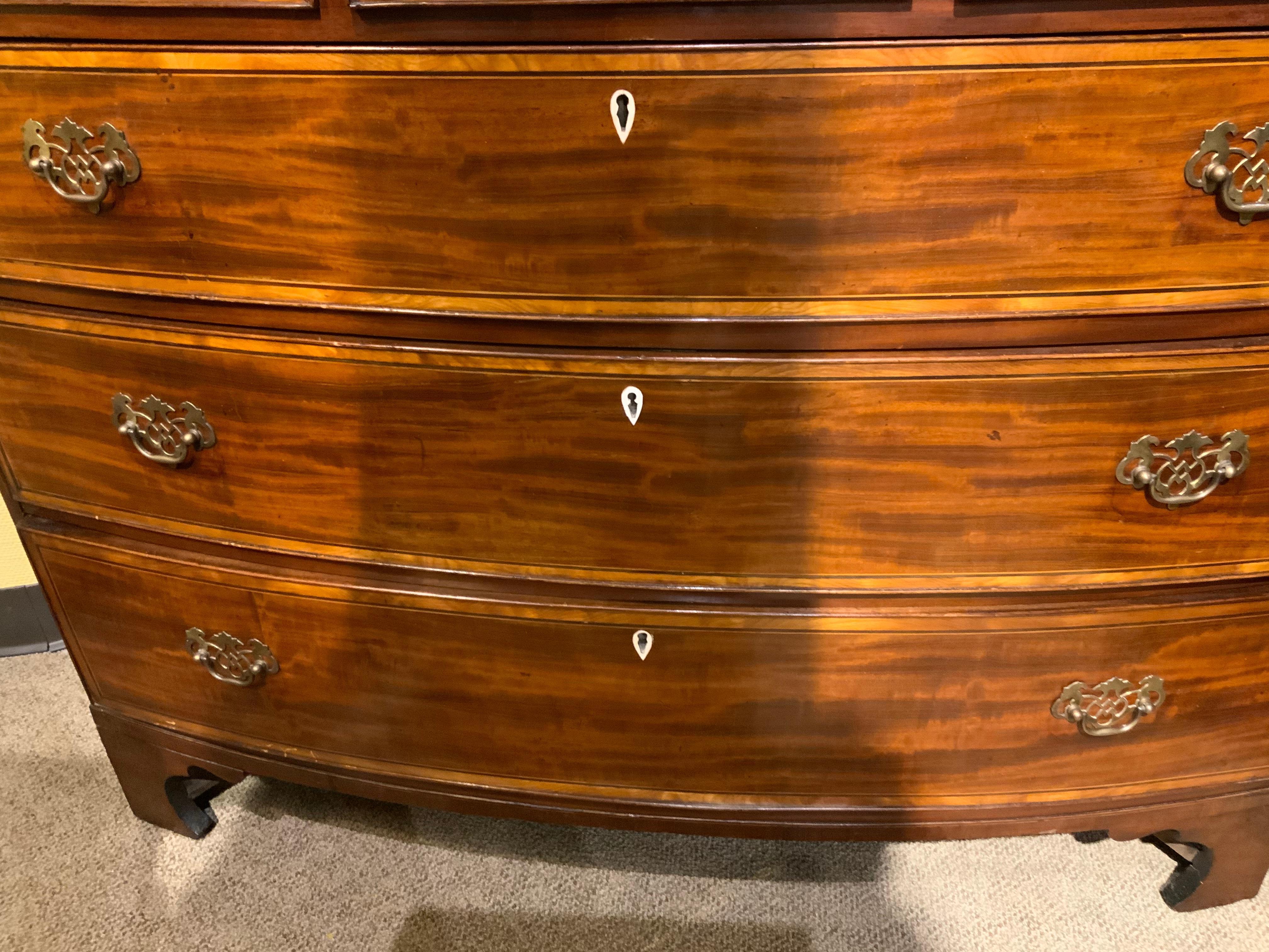 English 18 Century Chest of Drawers, Mahogany, 6 Drawers In Good Condition In Houston, TX