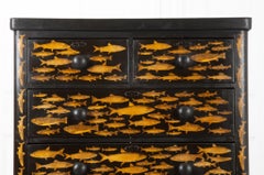 English 19th Century Chest with Fish Decoupage