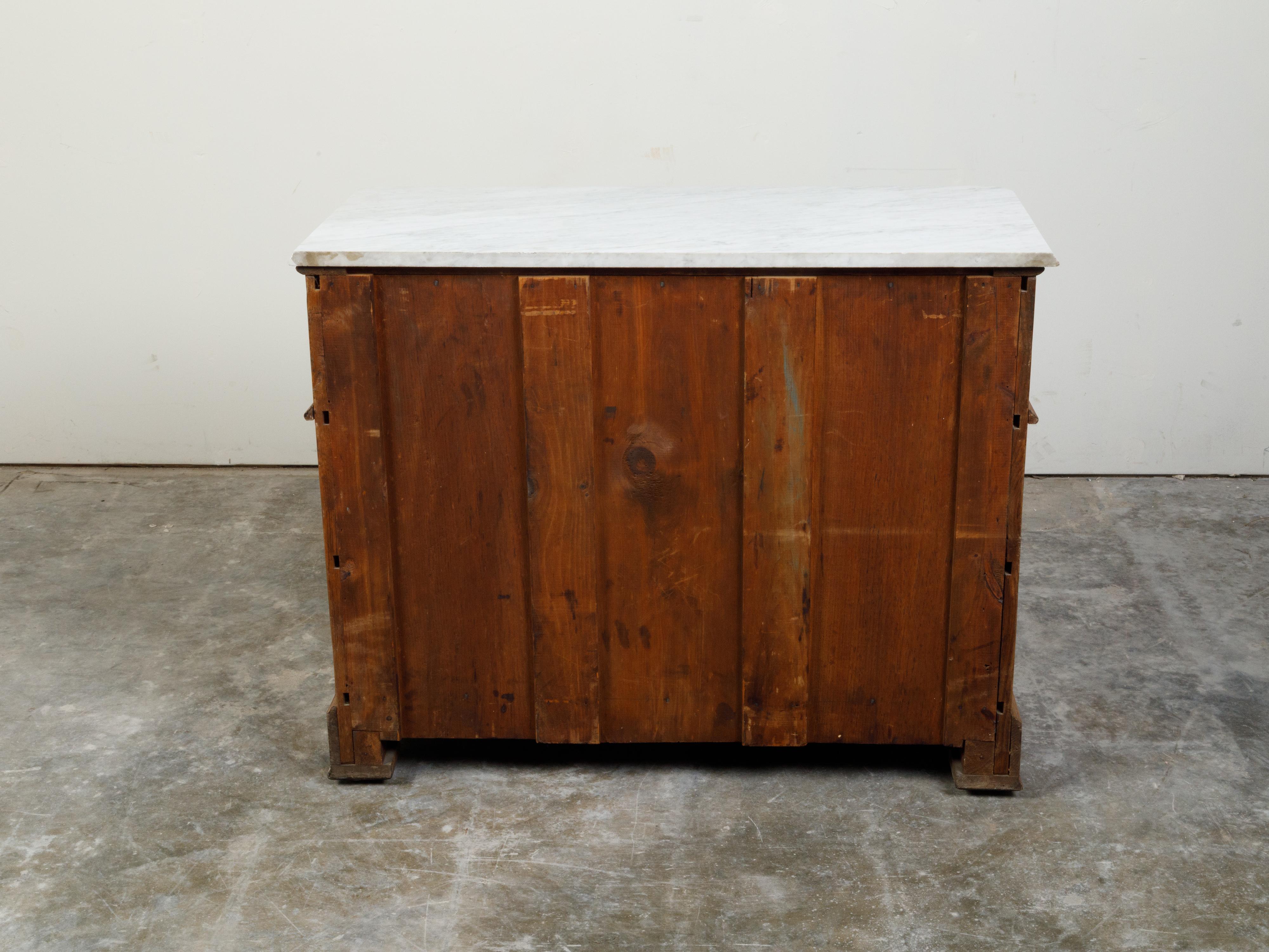 English 19th Century Chestnut Three-Drawer Chest with White Marble Top 2