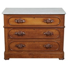 English 19th Century Chestnut Three-Drawer Chest with White Marble Top