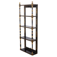 English 19th Century Chinoiserie Black and Gilt Hanging Wall Shelf