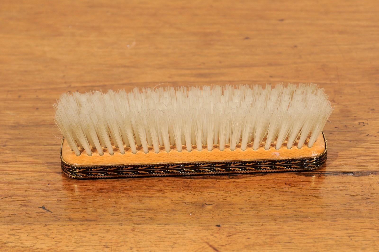 English 19th Century Clothes Brush with Petit Point on Silk with Brass Edges For Sale 2