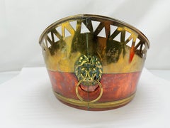 English 19th century, Copper and Brass Jardinière or Wine Cooler w/ Lion Mounts
