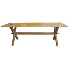 English 19th Century Country Pine Trestle Console Table