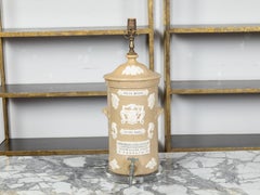 English 19th Century Cream Glazed Stoneware Water Filter Made into a Wired Lamp