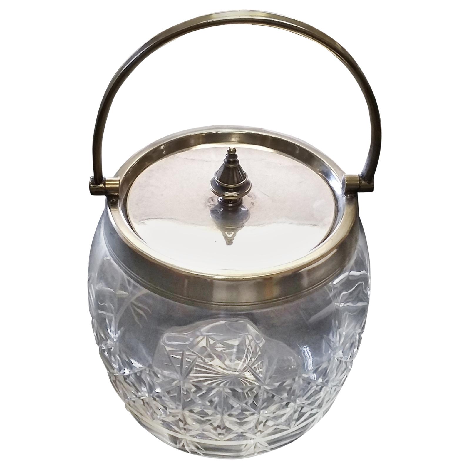 English 19th Century Crystal Biscuit Jar