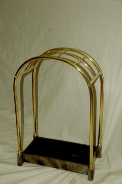 English 19th Century Curved Top Brass and Iron Umbrella Stand or Stick Stand