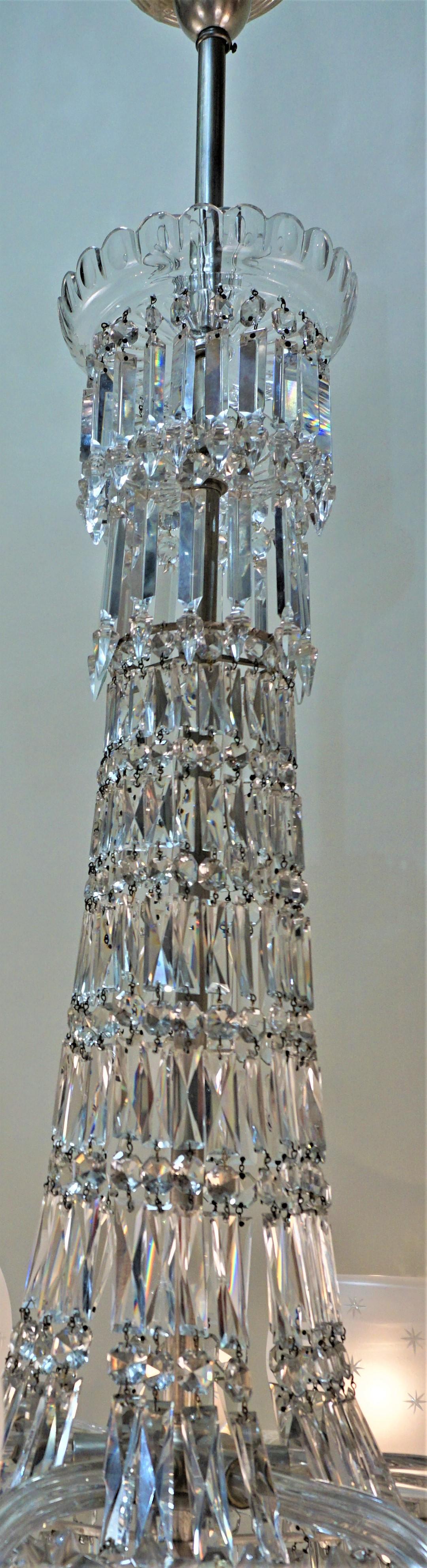 Late 19th Century English 19th Century Cut Crystal Gas Chandelier