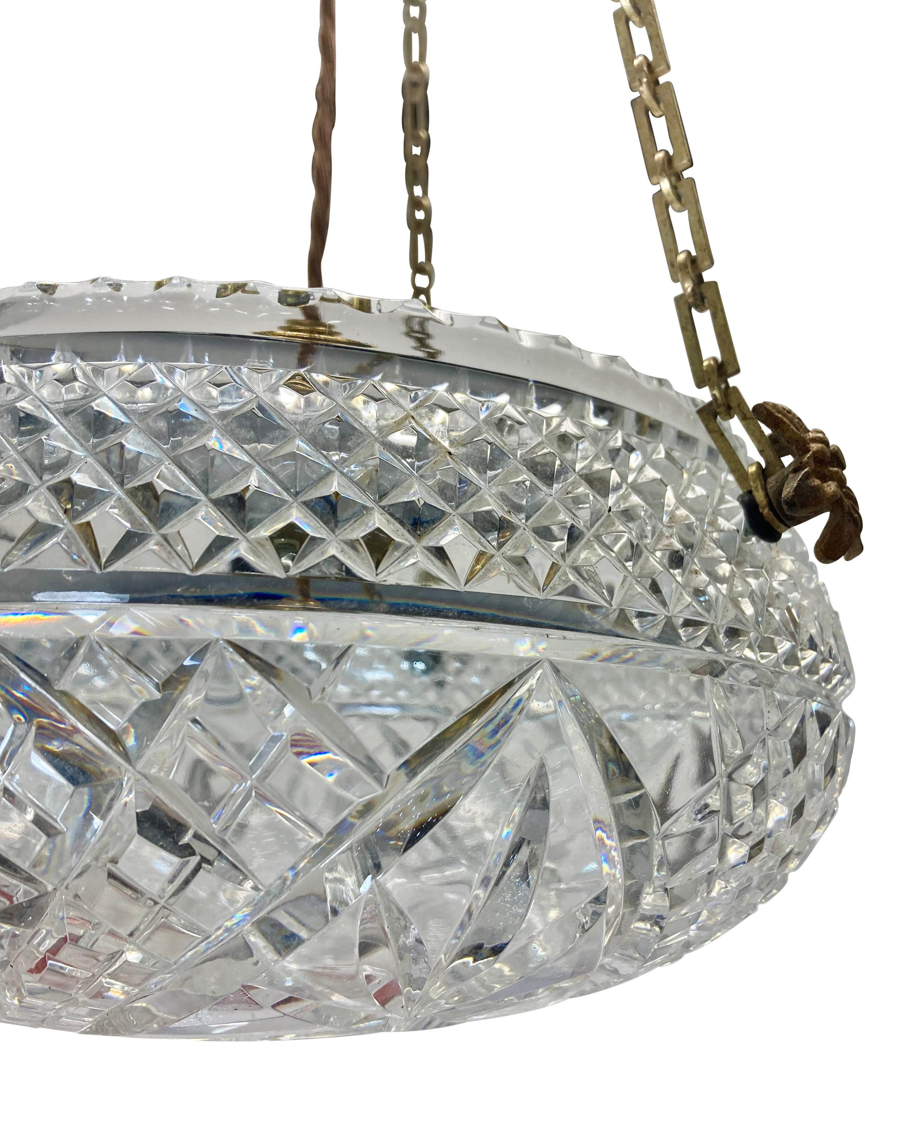 Late 19th Century English 19th Century Cut Glass Hanging Light For Sale