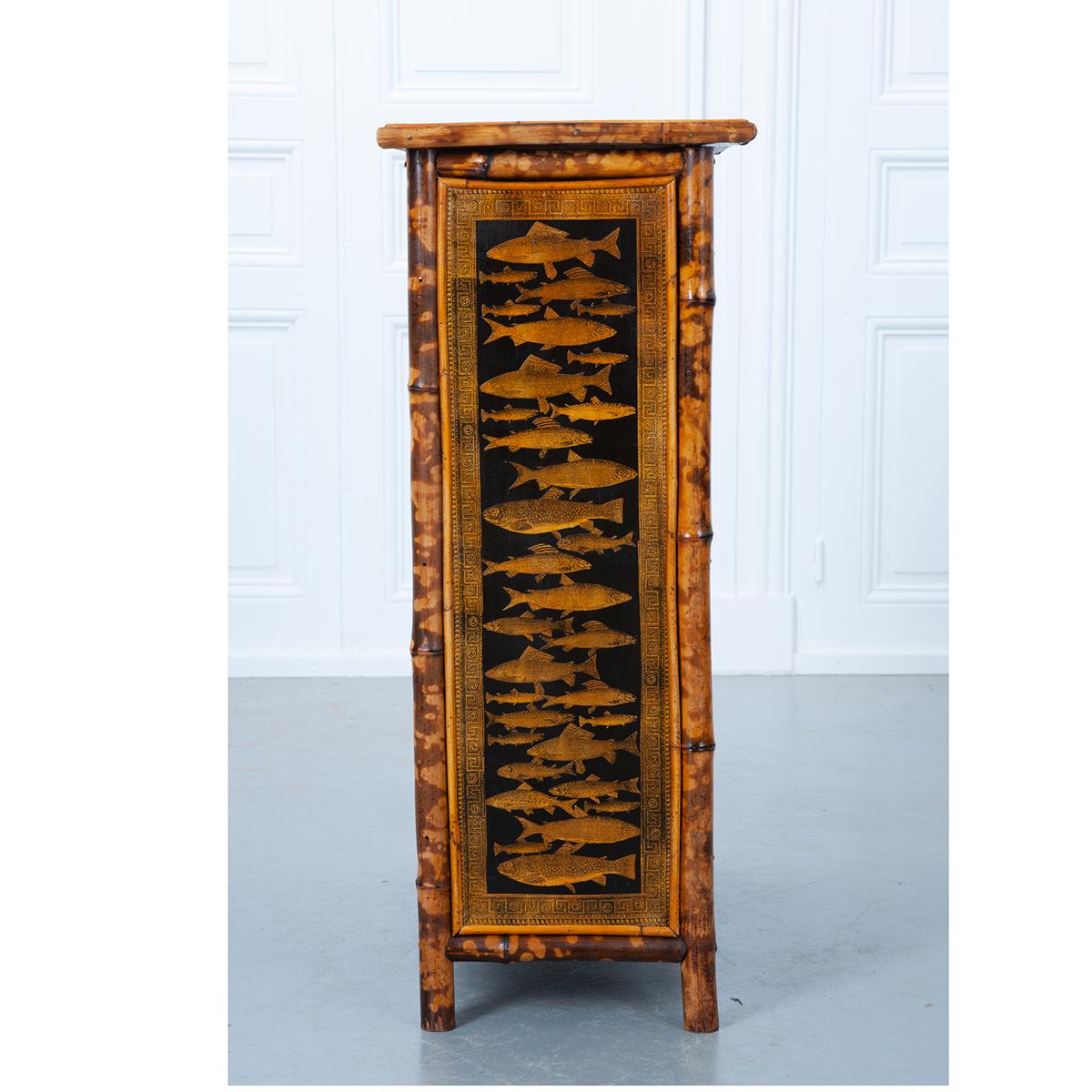 Other English 19th Century Decoupage Bamboo Bookcase
