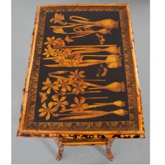 English 19th Century Decoupage Bamboo Table