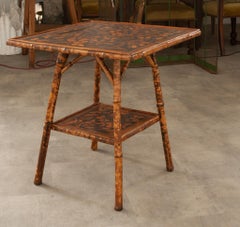 English 19th Century Decoupage Bamboo Table