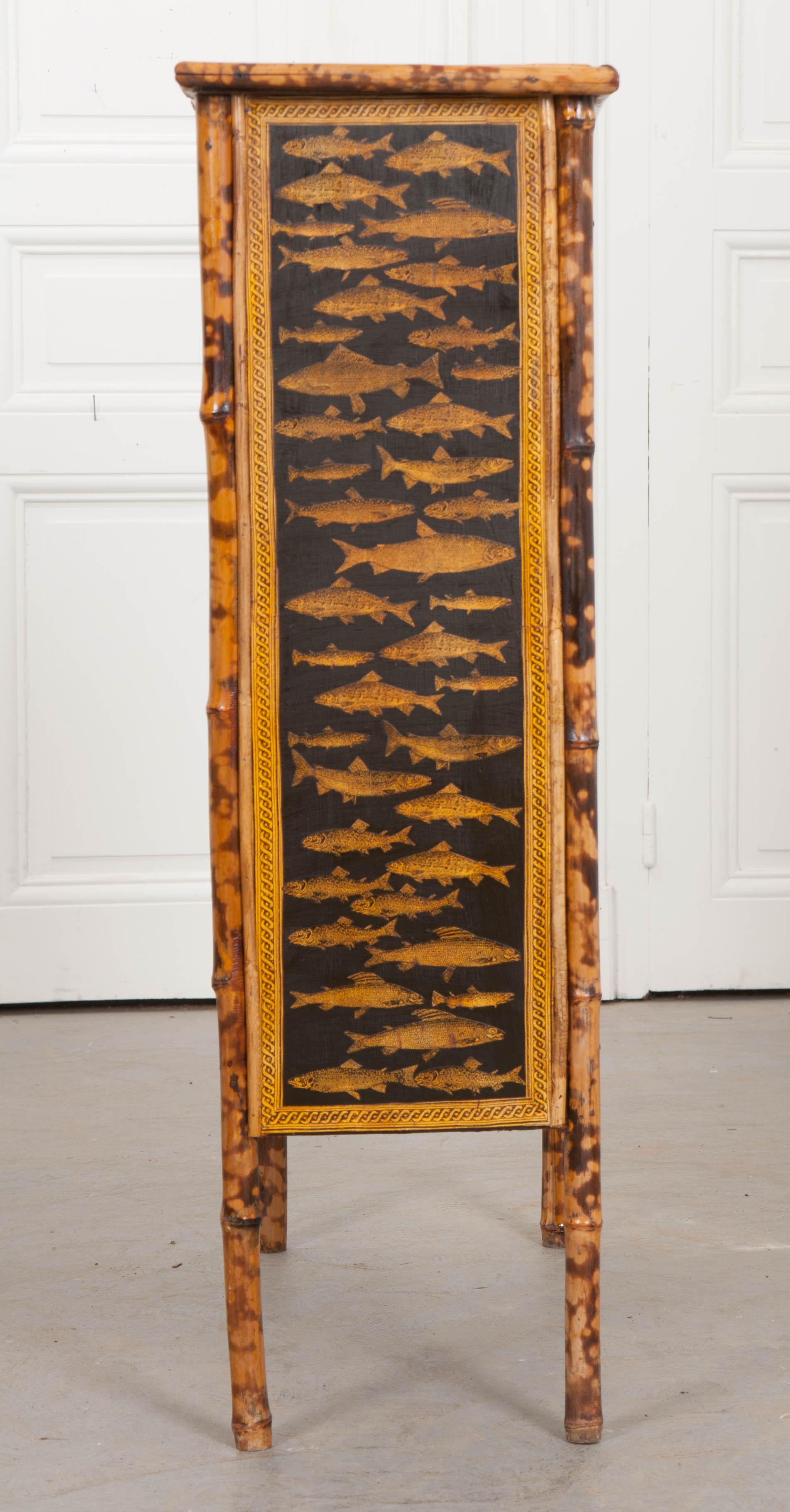 Victorian English 19th Century Découpage Fish Bookcase