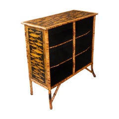 English 19th Century Découpaged Bamboo Bookcase