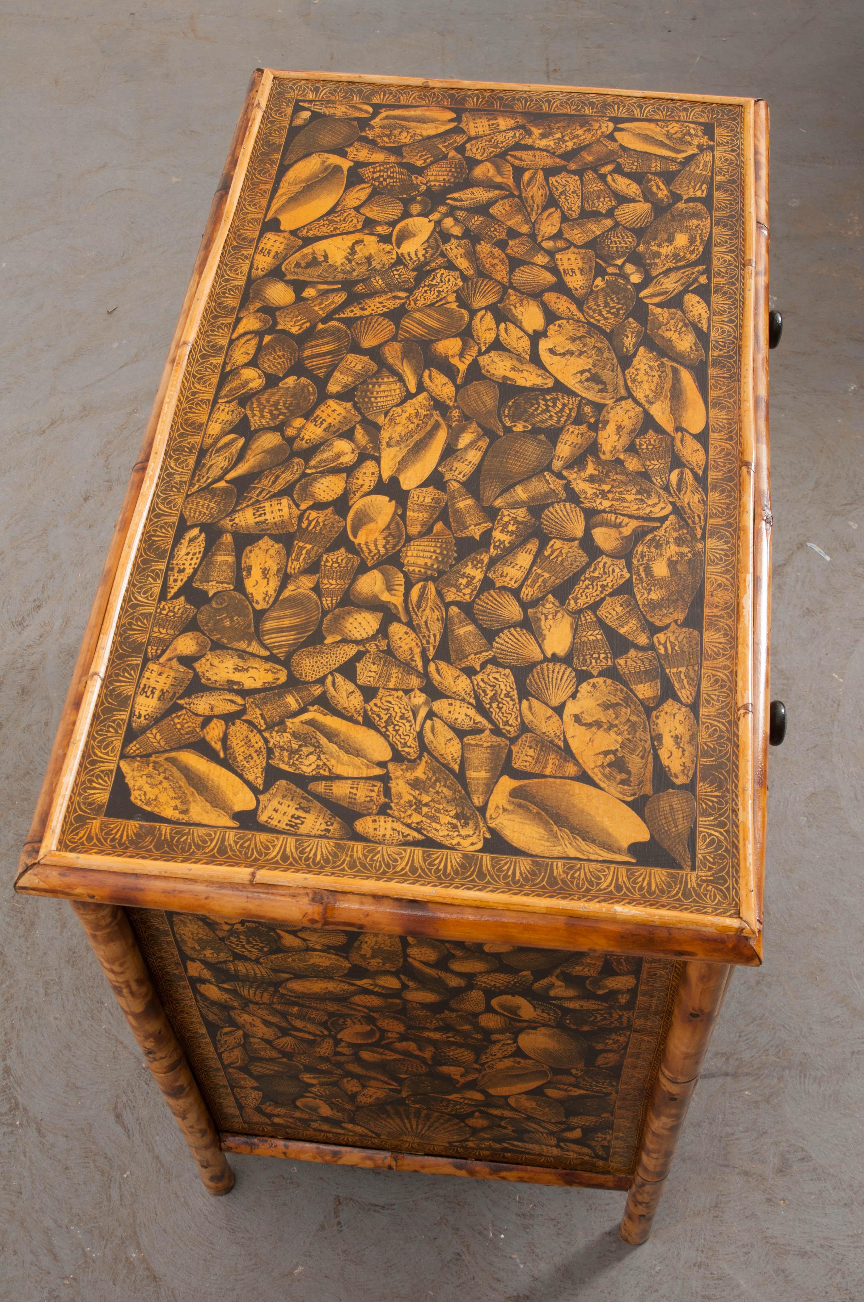English 19th Century Découpaged Bamboo Chest-of-Drawers 6