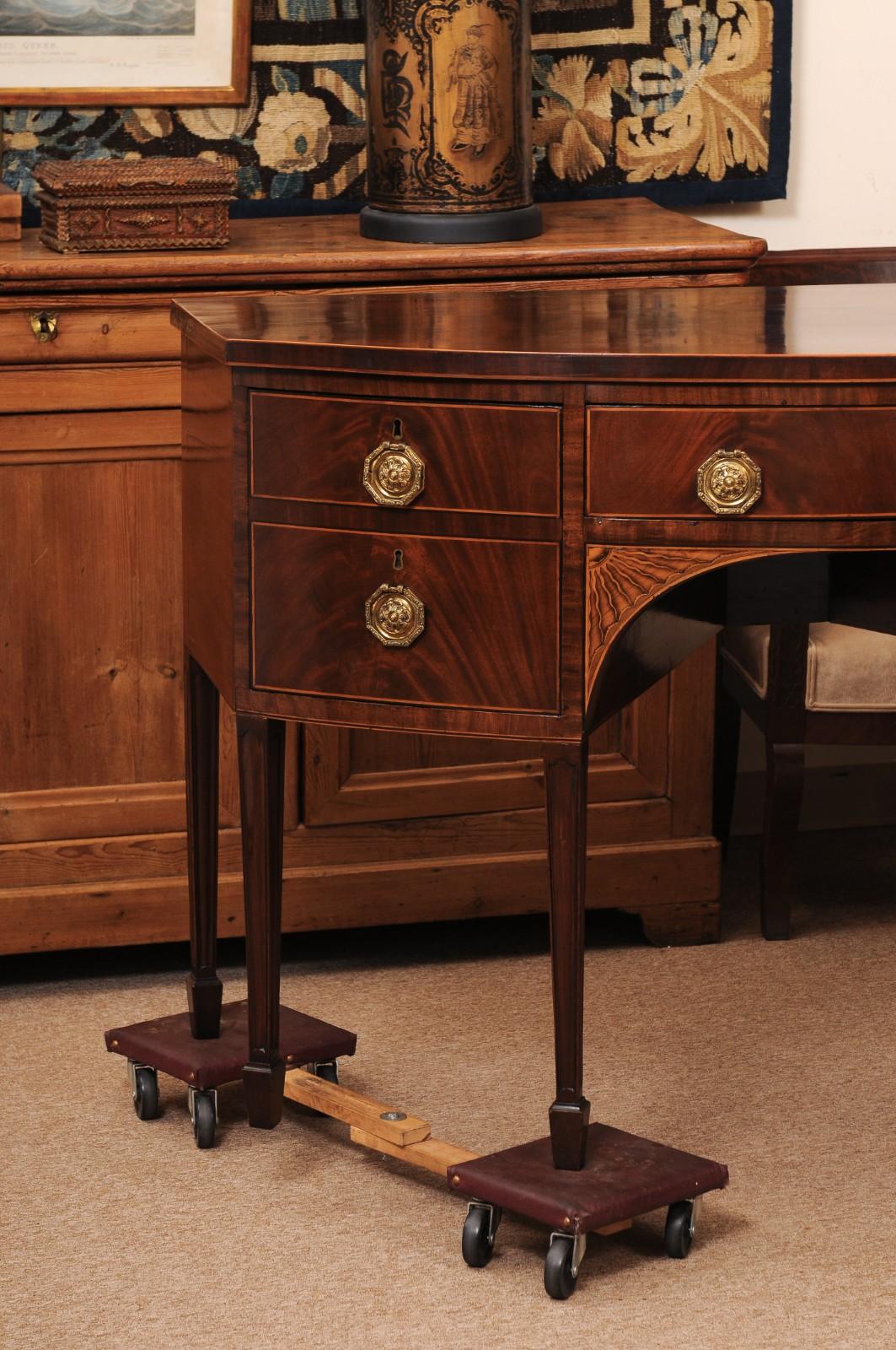 English 19th Century Demilune Mahogany Sideboard In Fair Condition For Sale In Atlanta, GA