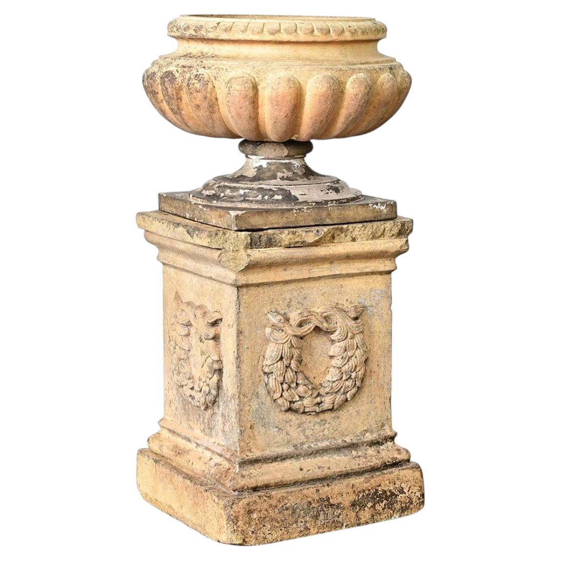 English 19th Century Doulton Campania Urn on Pedestal