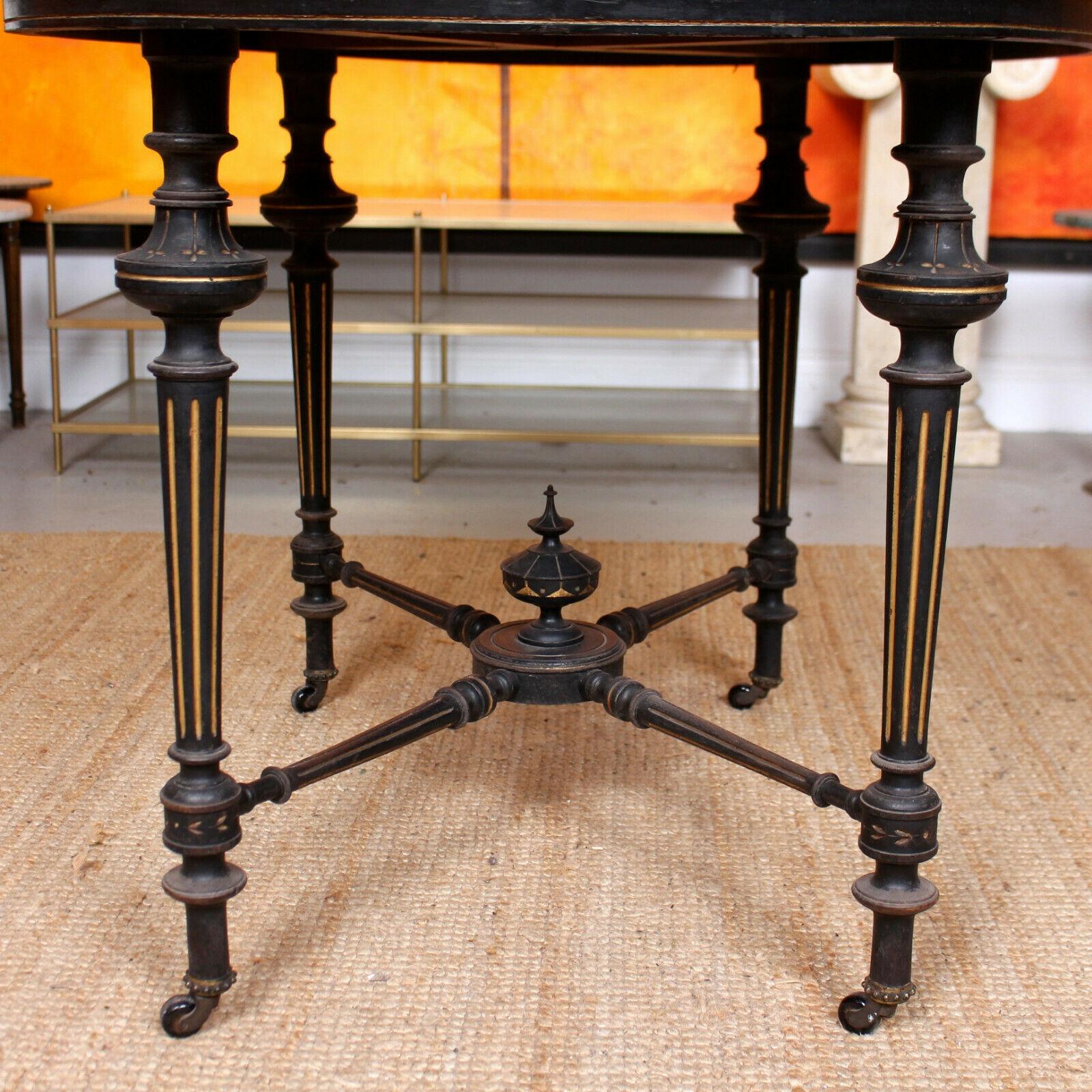 English 19th Century Ebonized Table Dining Centre Console For Sale 6