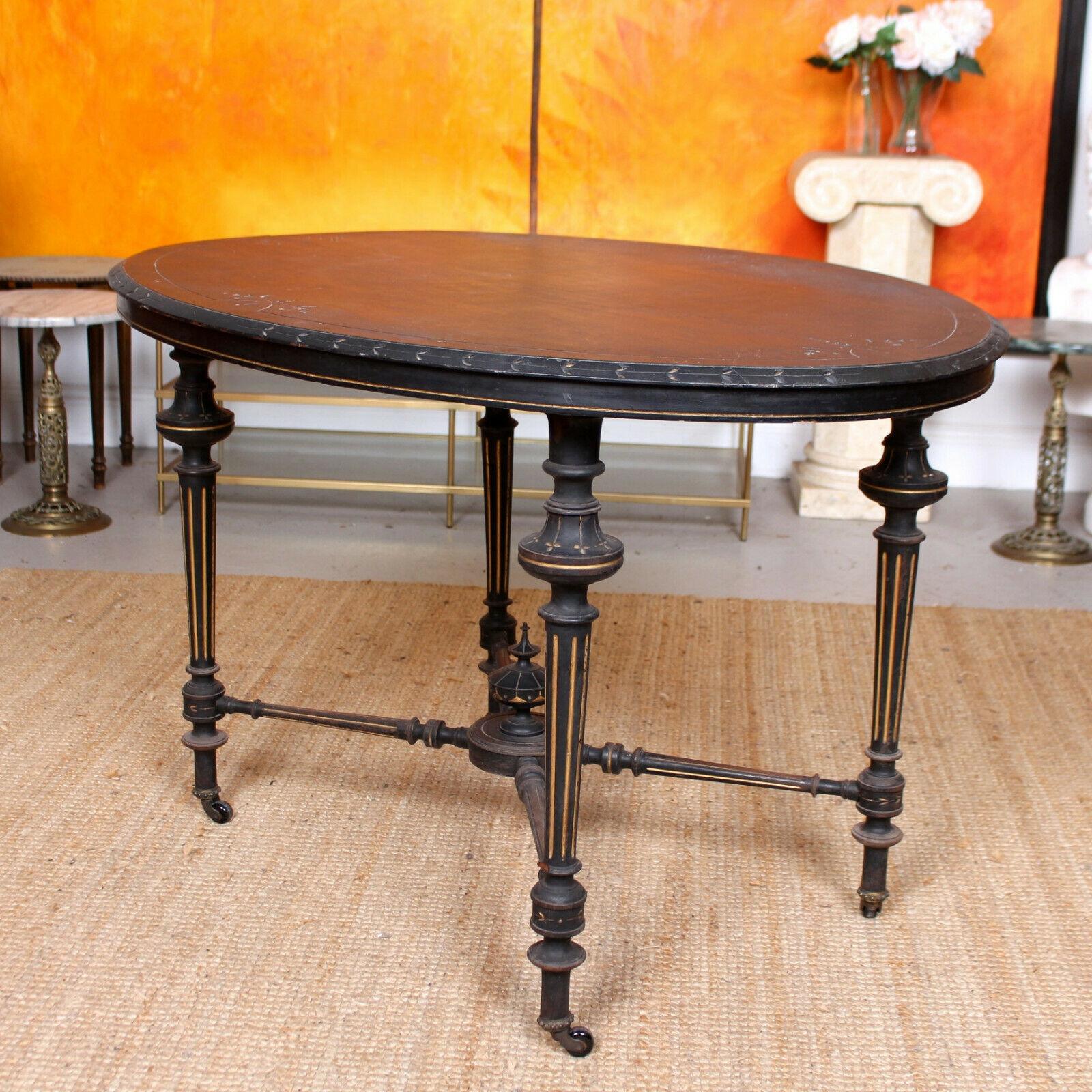 English 19th Century Ebonized Table Dining Centre Console For Sale 8