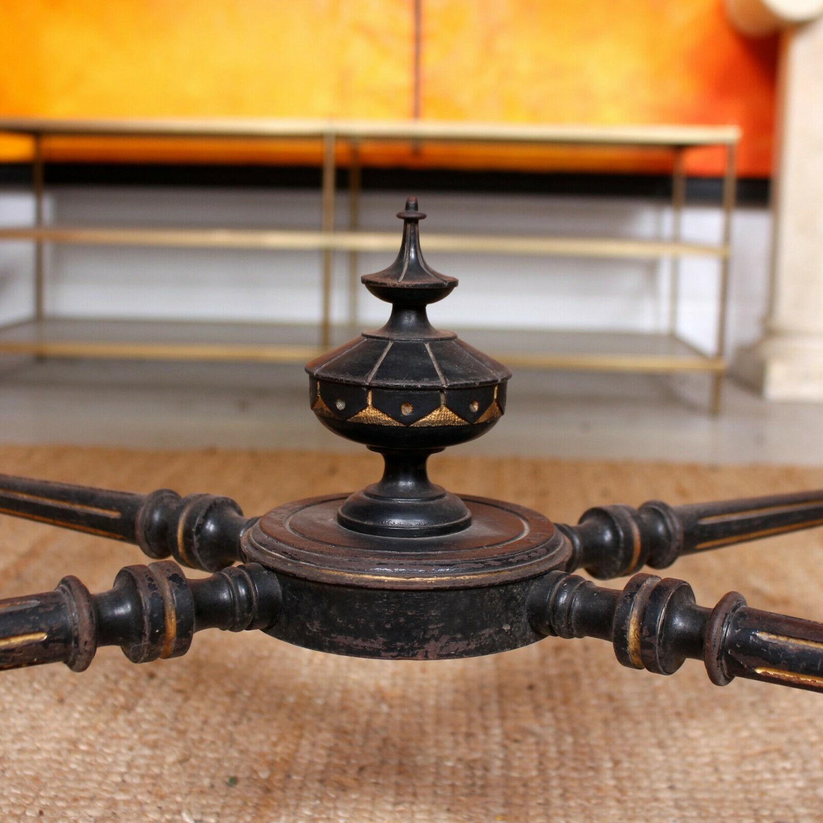 English 19th Century Ebonized Table Dining Centre Console For Sale 1