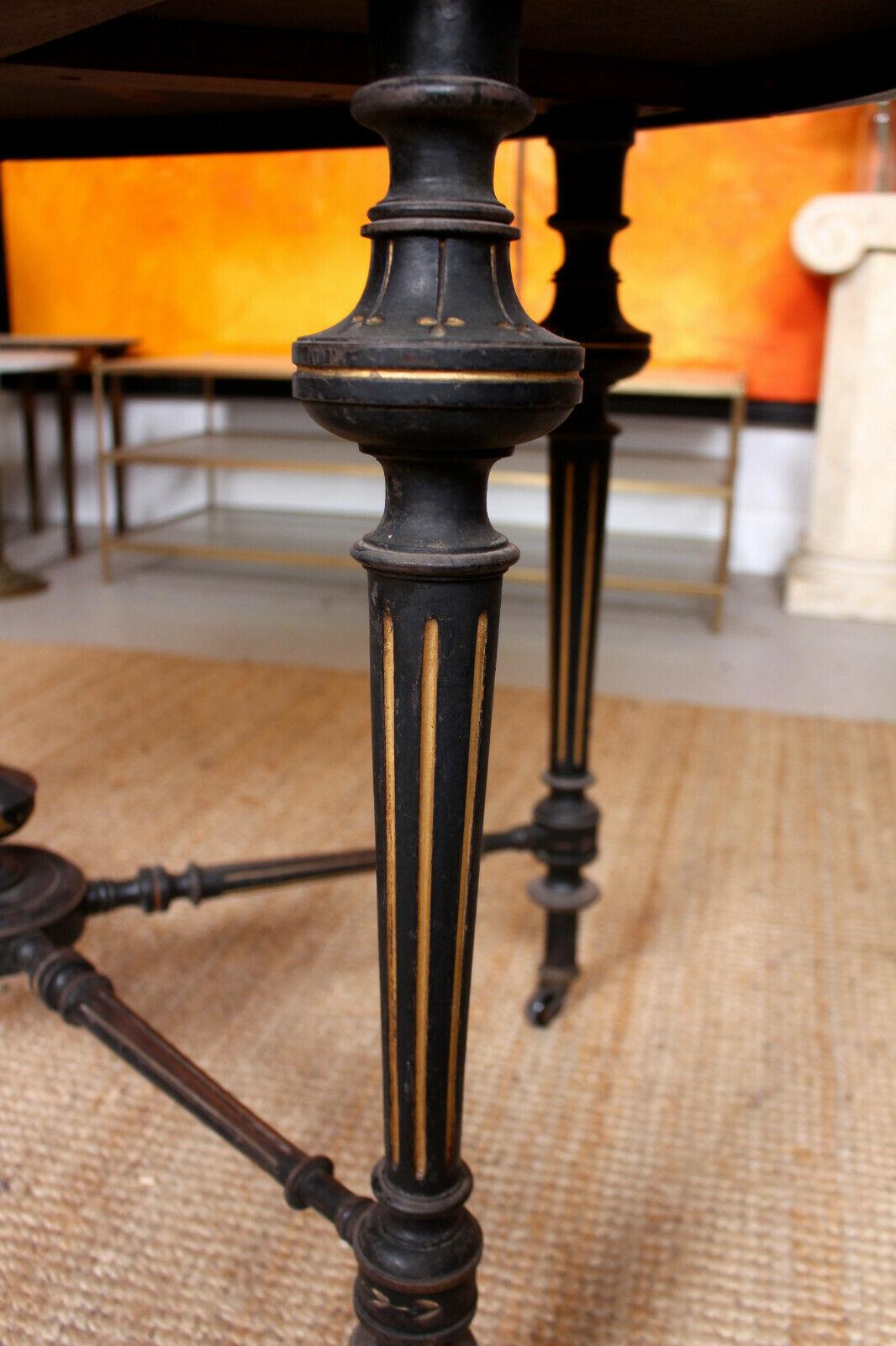 English 19th Century Ebonized Table Dining Centre Console For Sale 2