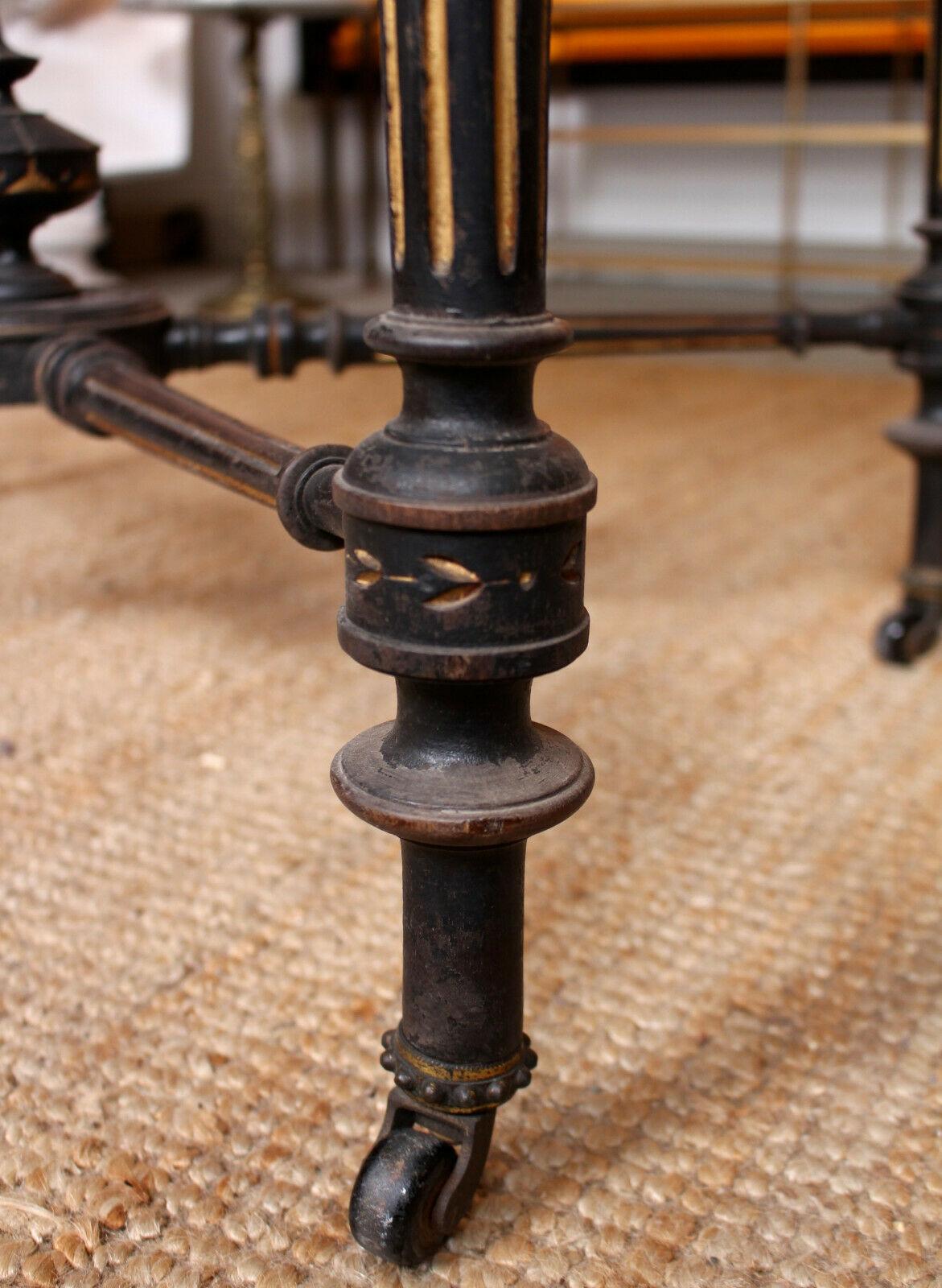 English 19th Century Ebonized Table Dining Centre Console For Sale 3