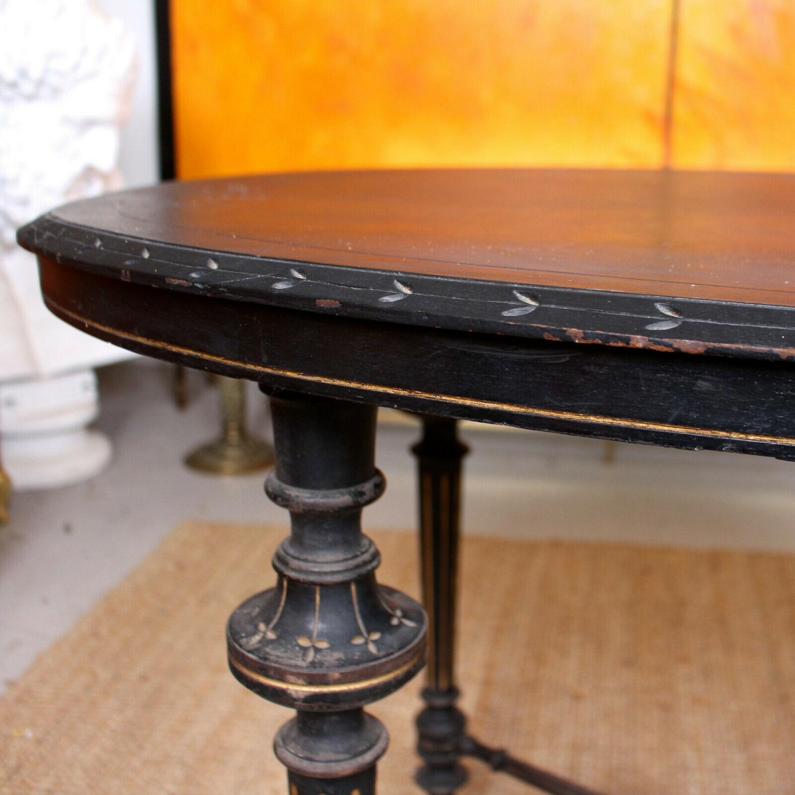 English 19th Century Ebonized Table Dining Centre Console For Sale 4