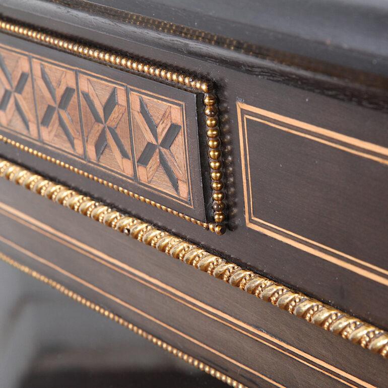 English 19th Century Ebonized and Inlaid Side Cabinet Vitrine 6