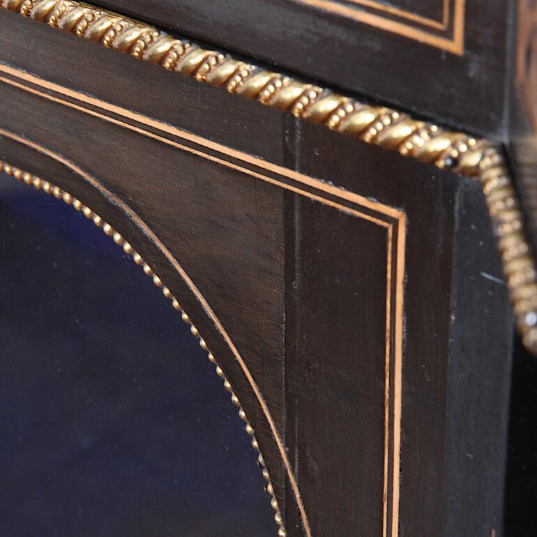 English 19th Century Ebonized and Inlaid Side Cabinet Vitrine 1