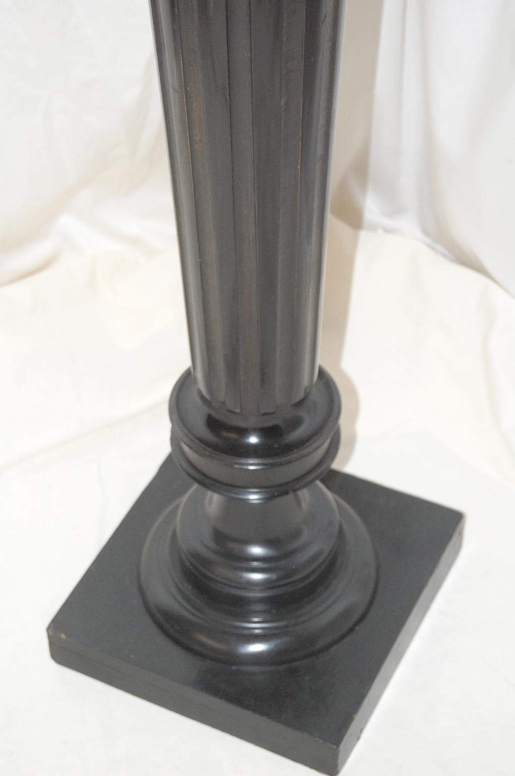 Victorian English 19th Century Ebonized Torchere Forty Four Inches High, Reeded Column For Sale