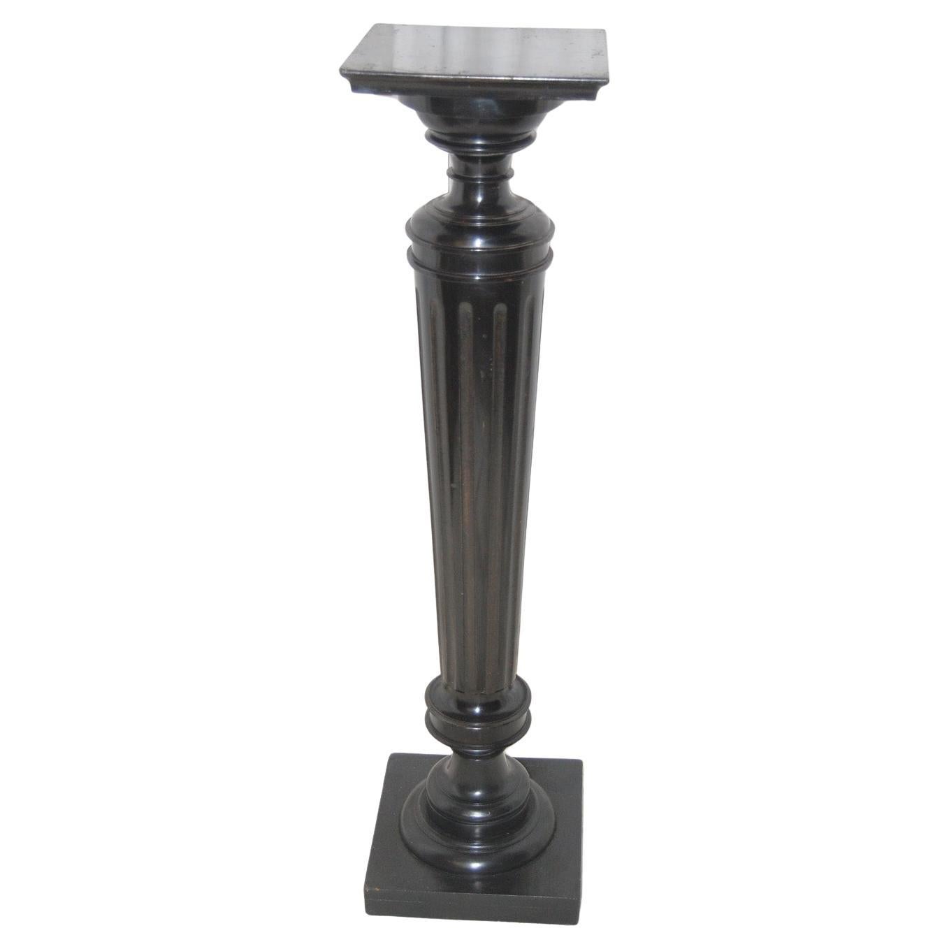 English 19th Century Ebonized Torchere Forty Four Inches High, Reeded Column For Sale