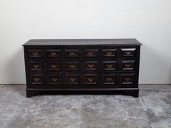 English 19th Century Ebonized Wood Buffet with Brass Hardware and Raised Panels