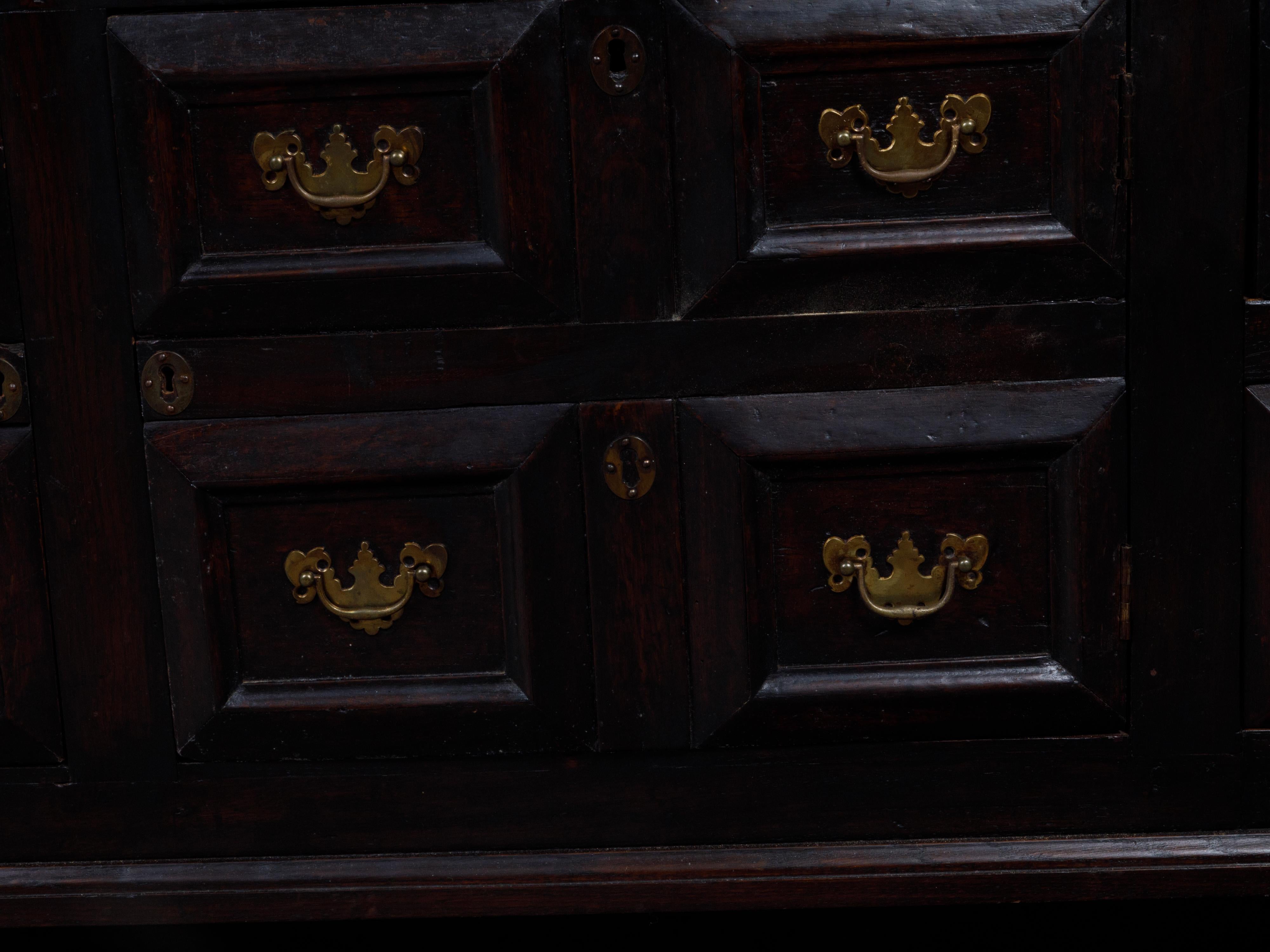English 19th Century Ebonized Wood Buffet with Brass Hardware and Raised Panels 3