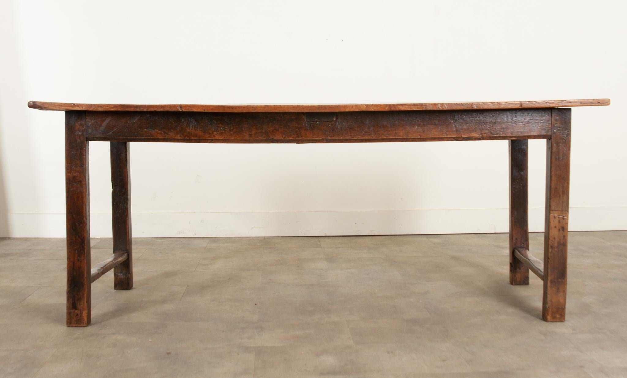 Country English 19th Century Elm & Ash Farm Table For Sale