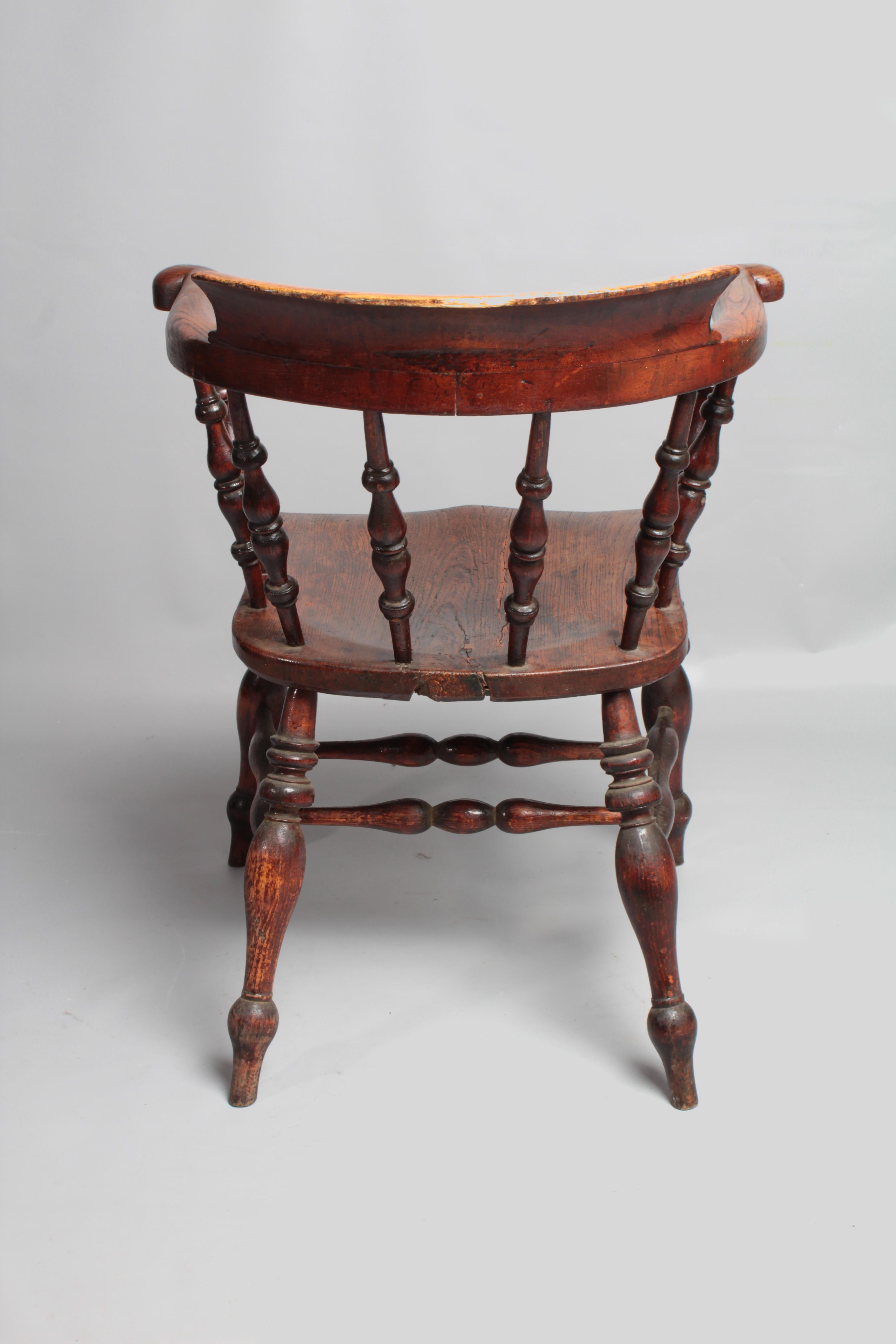 British English 19th Century Elm Captain's Chair For Sale