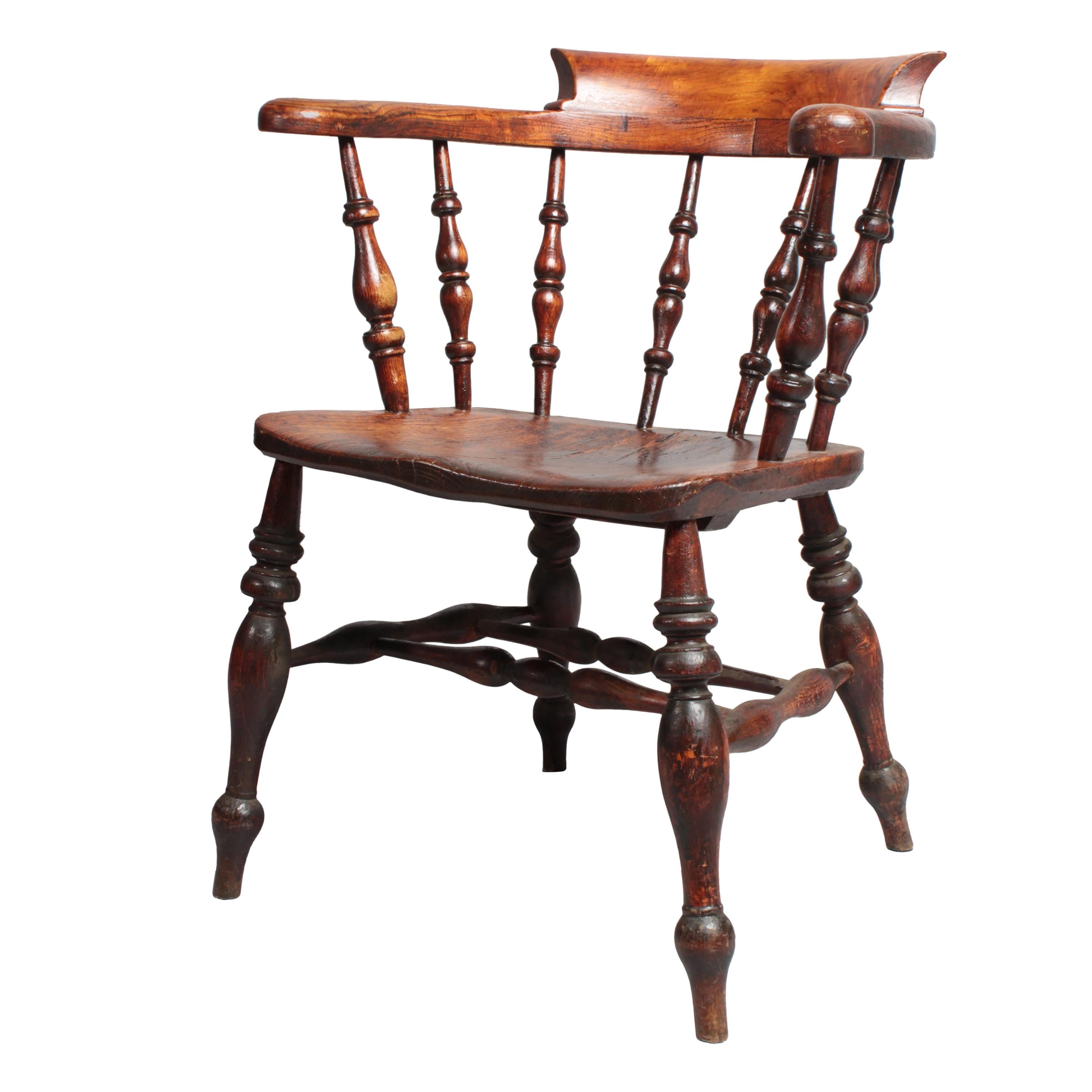 English 19th Century Elm Captain's Chair For Sale