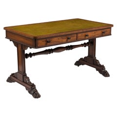 19th Century English Empire Style Leather Top Desk