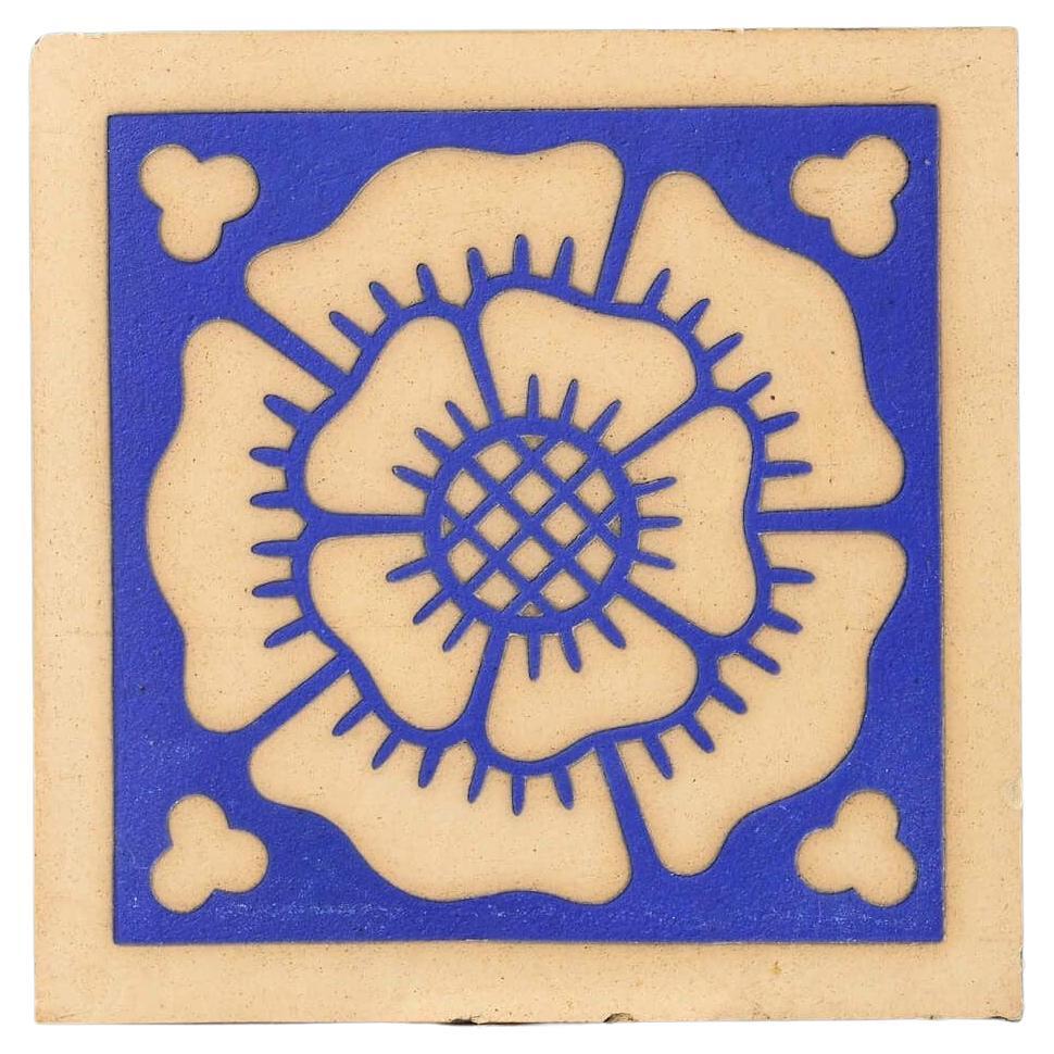 English 19th Century Encaustic Tudor Rose Tile By W. Godwin For Sale